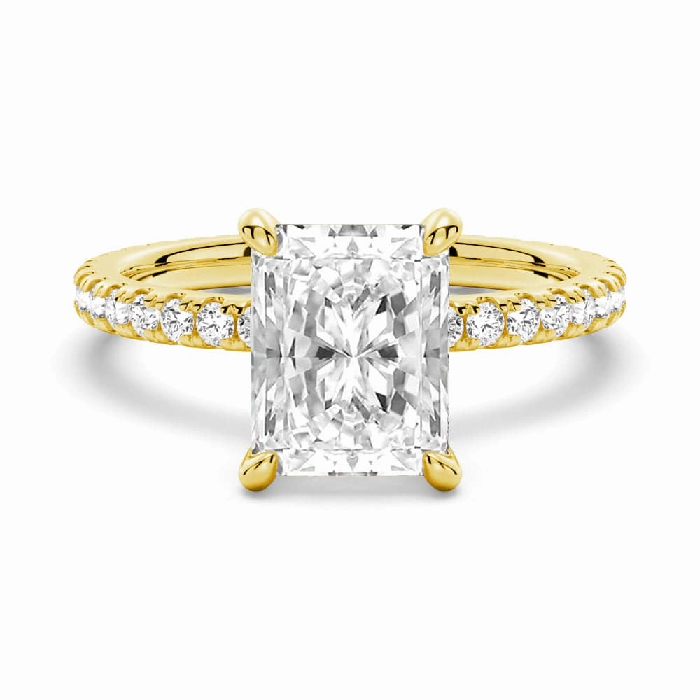 Elegant Fit Fashion Elegance Radiant Cut Moissanite Engagement Ring With Eternity Pave Shank