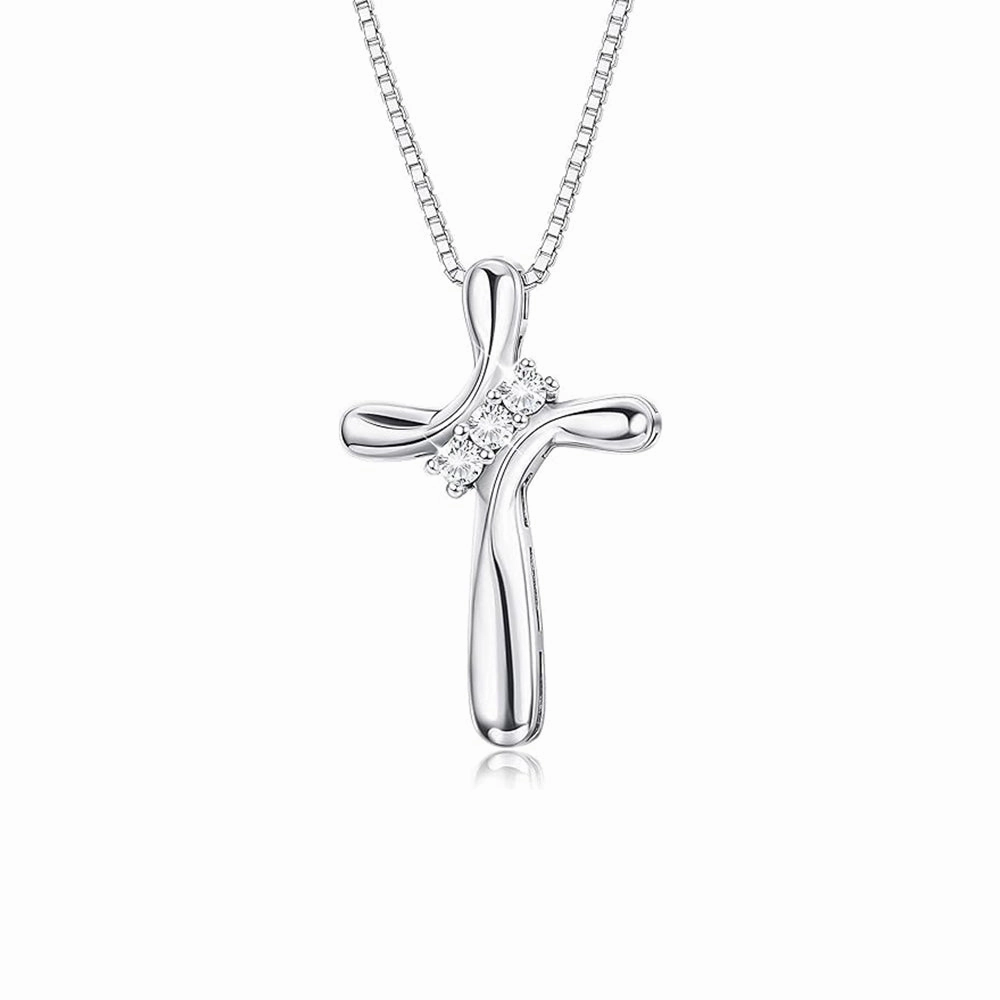 Modern Cross Necklace Pendant with Lab Grown Diamond Accents Effortless Glow Sparkling Accent