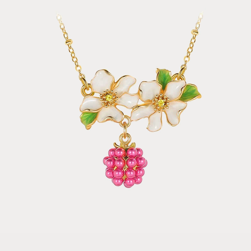 Inspired Touch Shining Gem Raspberry Necklace