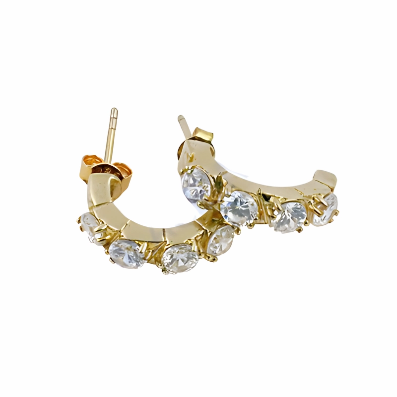 Round CZ Earring | Cubic Zirconia Gemstone Silver Stud Earrings Cute Embellishment Party Jewelry