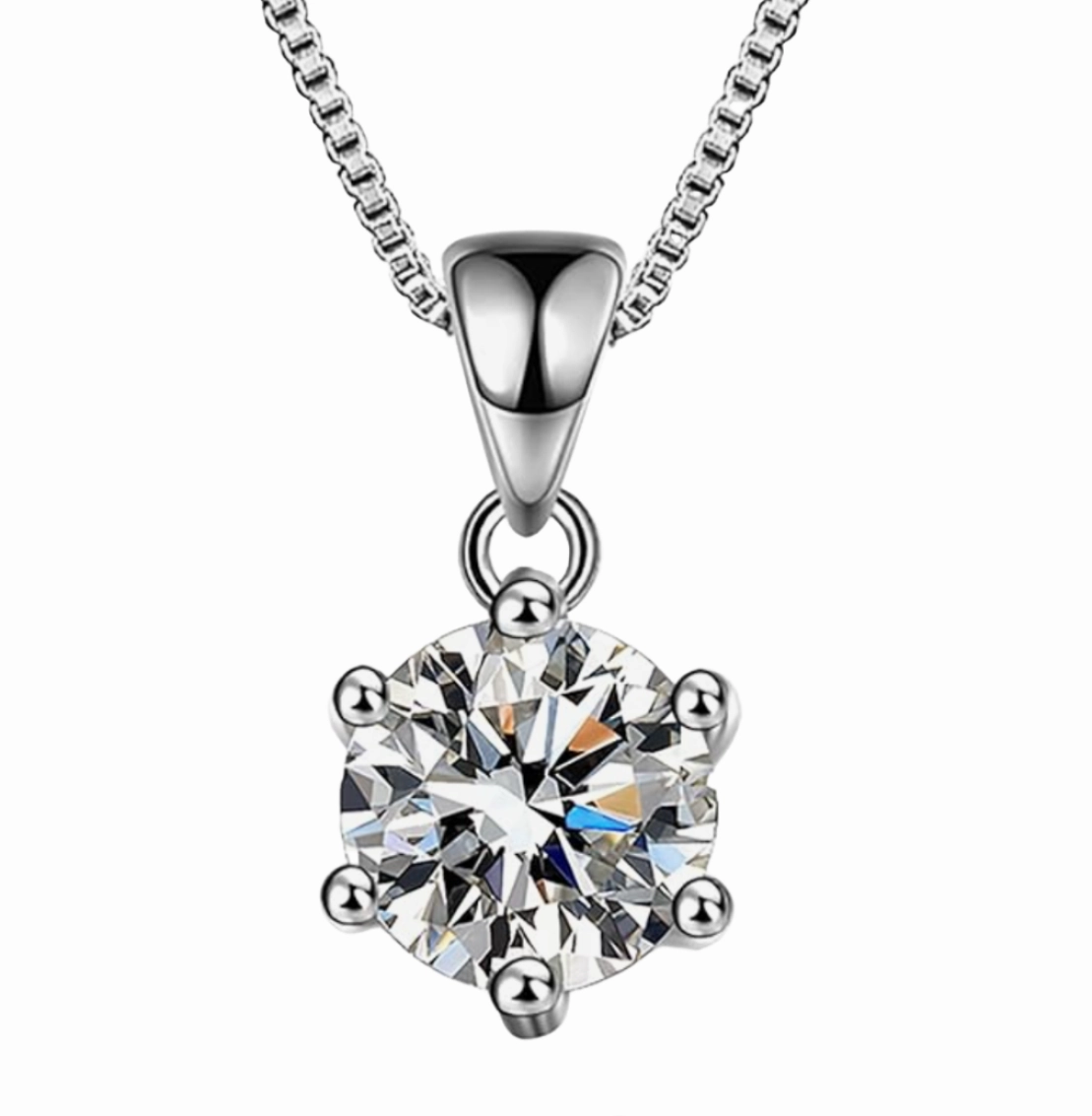Simple Round Brilliant 6-Prong Pendant Necklace | S925 | Moissanite Daily Highlight Street Fashion