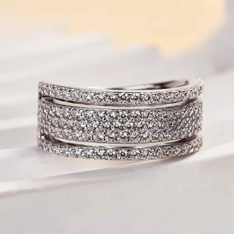 Louily Unique Wide Women's Wedding Band In Sterling Silver Daily Outfit