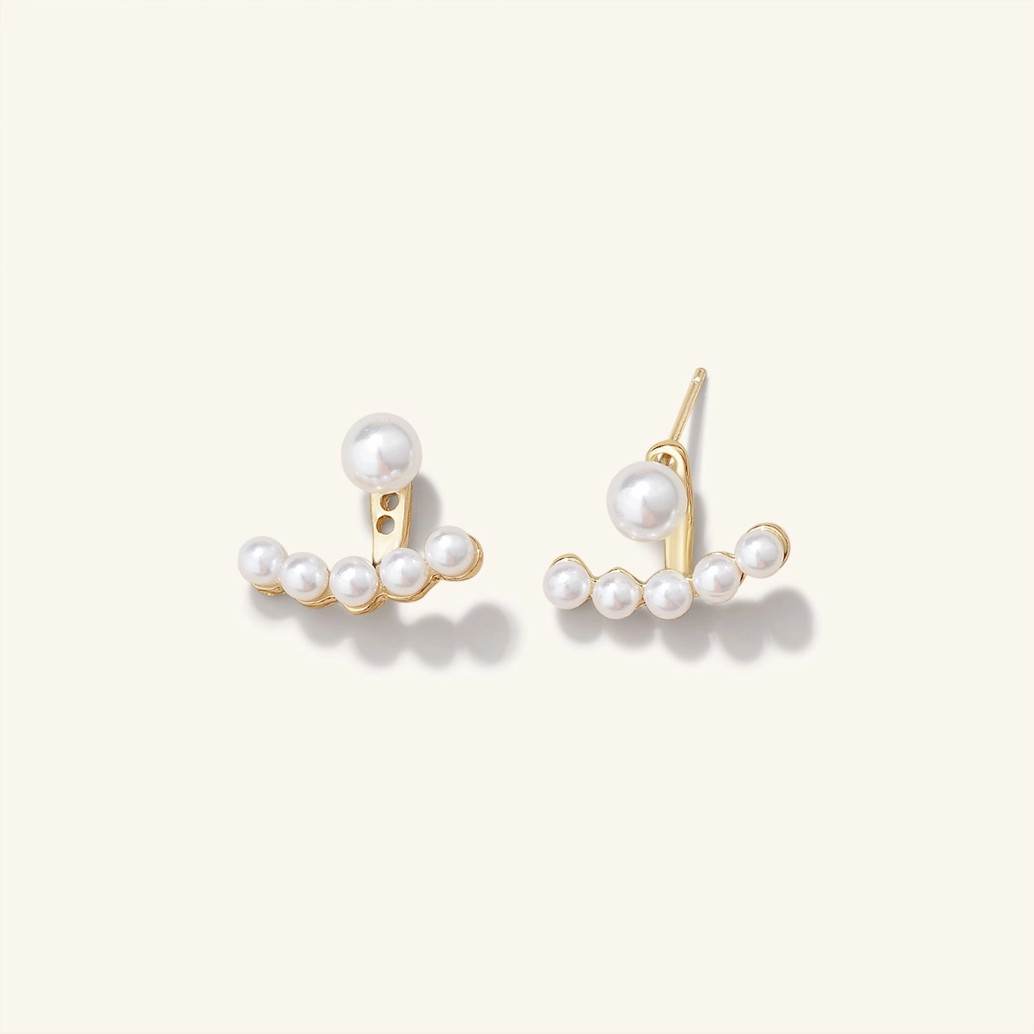 The Pearl-fect Akoya Pearl 2-in-1 Stacking Stud Earrings Geometric Trinket