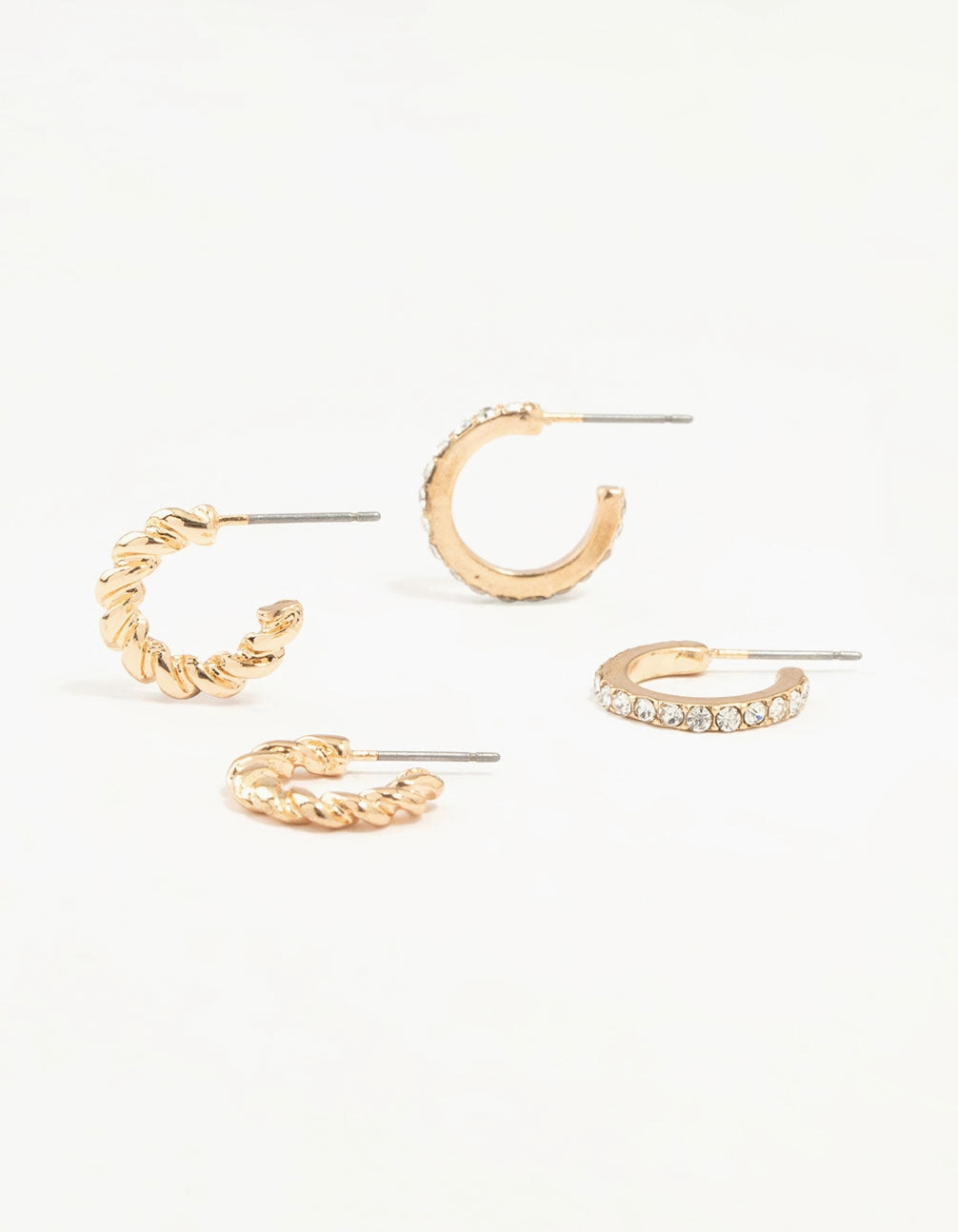 Gold Twisted & Diamante Hoop Earrings 2-Pack Refined Gift Modern feature