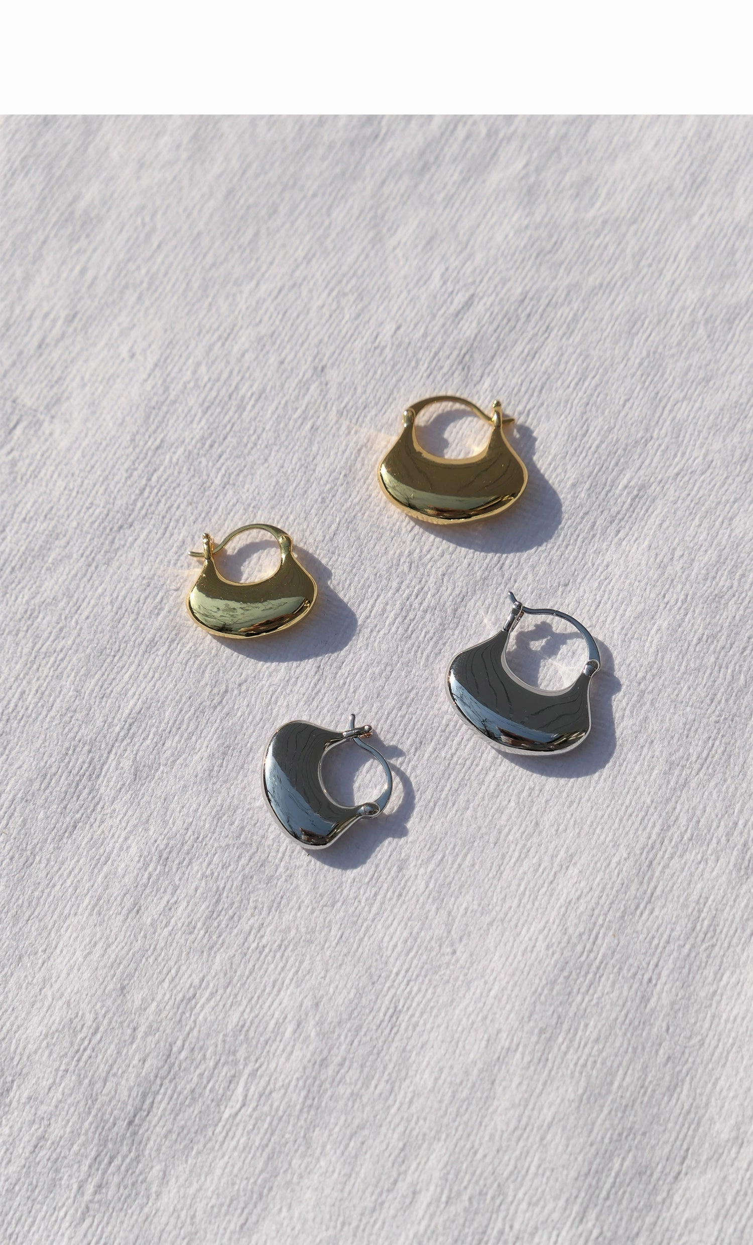 Ginkgo Hoop Earrings Gold & Silver 2 Sizes Simple Embellishment