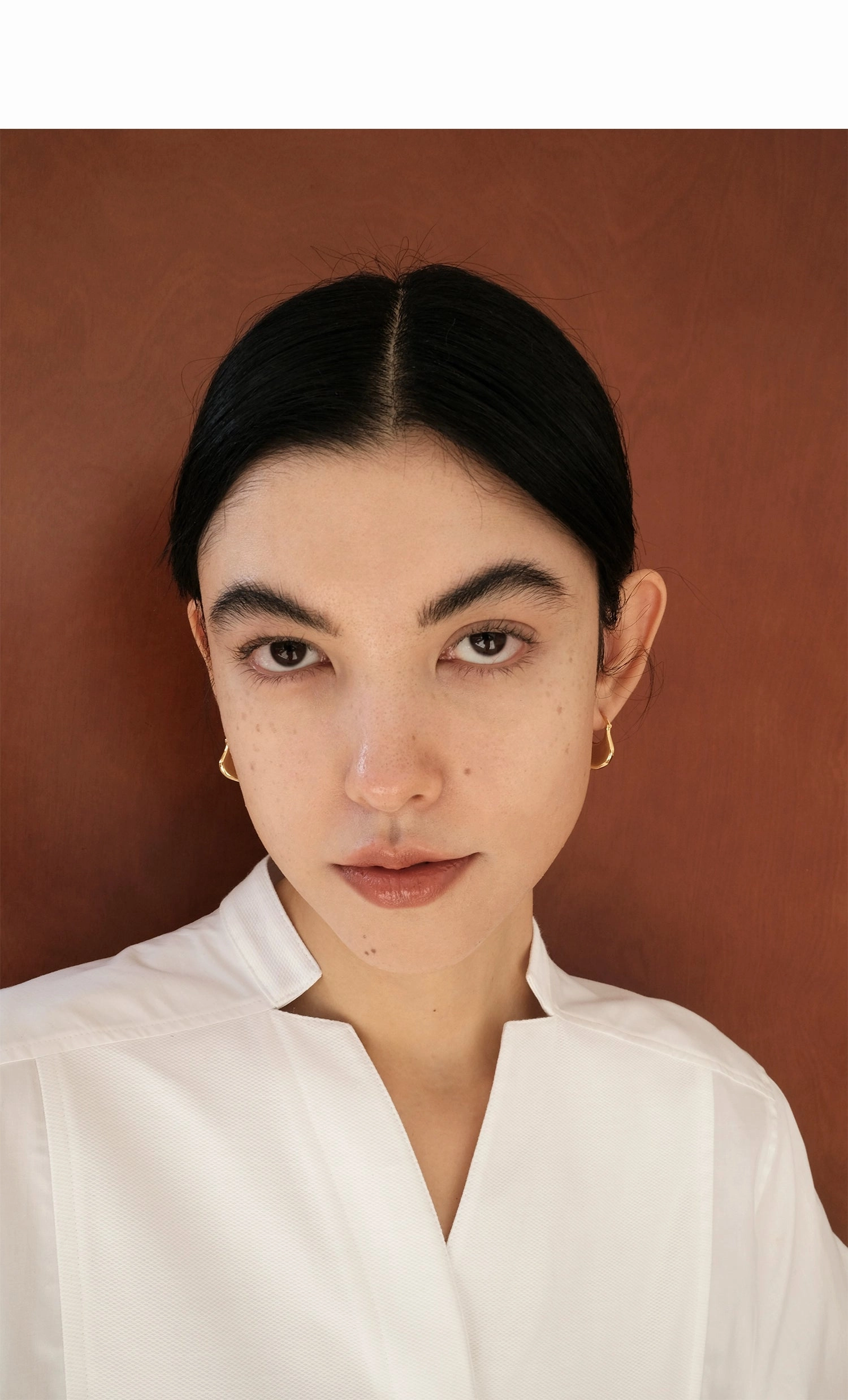 Rectangular Adornment Ginkgo Hoop Earrings Gold & Silver 2 Sizes