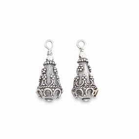 Sterling Silver Elongated Bali Bead Earring Charms Wedding Decoration Refined Adornment