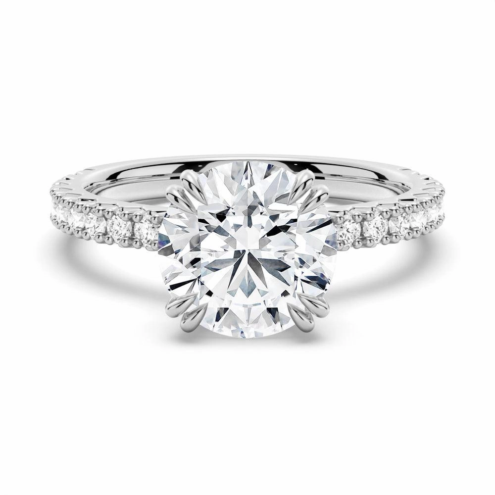 Moissanite Engagement Ring Solitaire With Pav?? Accents Evening Set