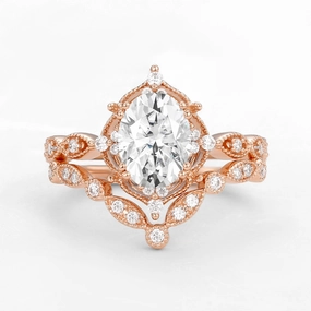 Moissanite Signature Vintage Inspired Ring Set 2pcs Gleaming Feature Modern feature