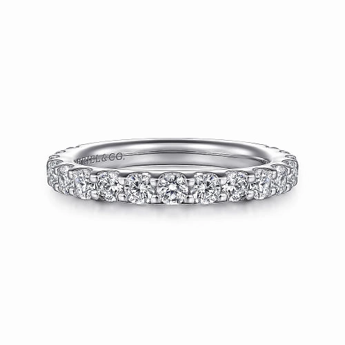 Wedding Keepsake Montreal - 14K White Gold Shared Prong Diamond Wedding Band - 1 ct