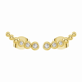 Moonlit Embrace Curved Bead Stud Earrings with Lab?Grown Diamonds Cool Fit Glam Night