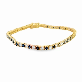 Worldwide Mixes Sneak Peek 14K Yellow Gold Diamond and Sapphire Tennis Bracelet