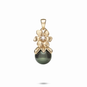 Versatile Gem Classic Pairing N????? Tahitian Black Pearl Pendant in Gold with Diamond - 10-11mm