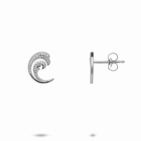 Nalu Earrings in White Gold with Diamonds - 12mm Colorful Item