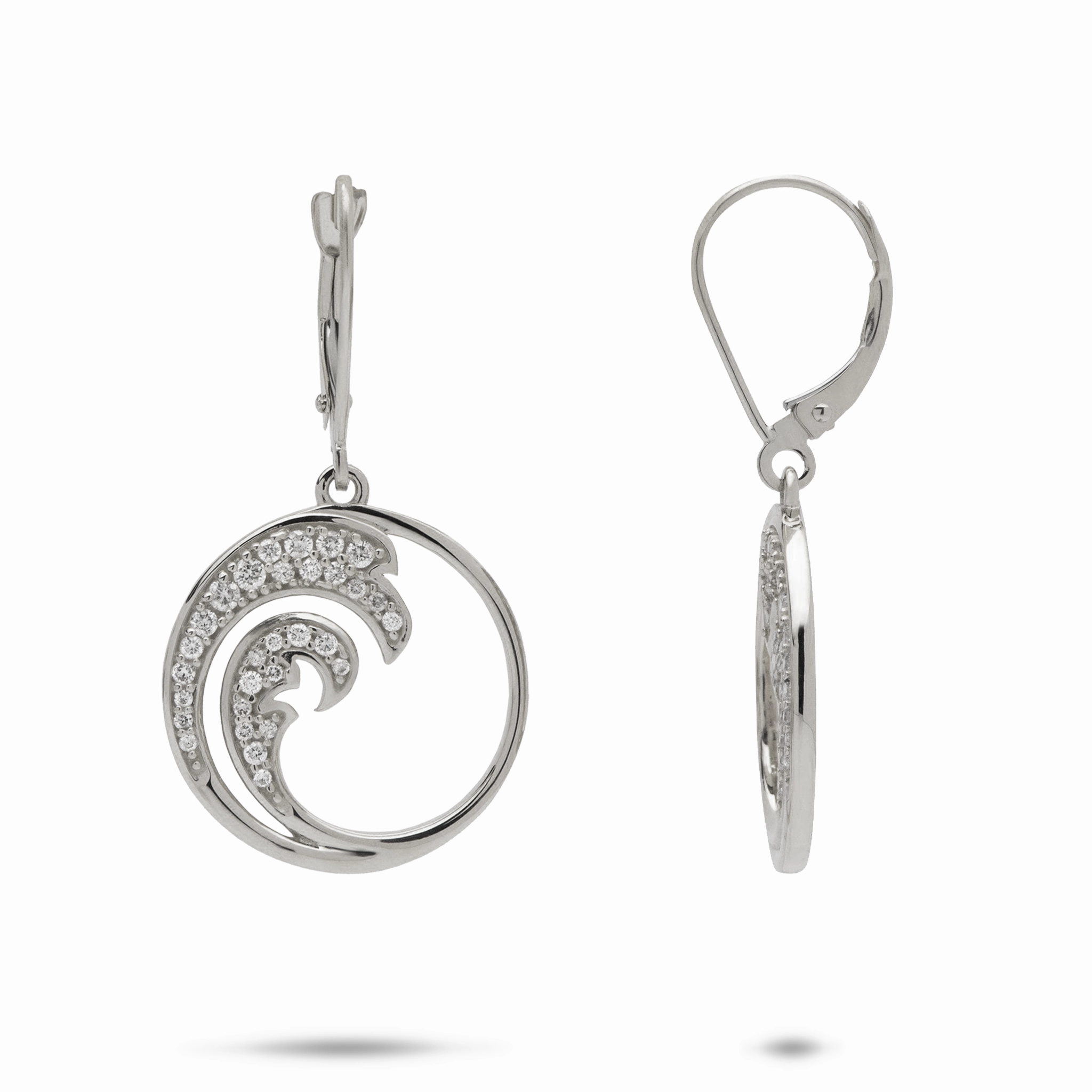Substantial Accessory Winter Adornment Nalu Earrings in White Gold with Diamonds - 18mm