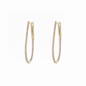 Subtle Spark Stylish Shape Narrow Oval Gold Hoop Earrings