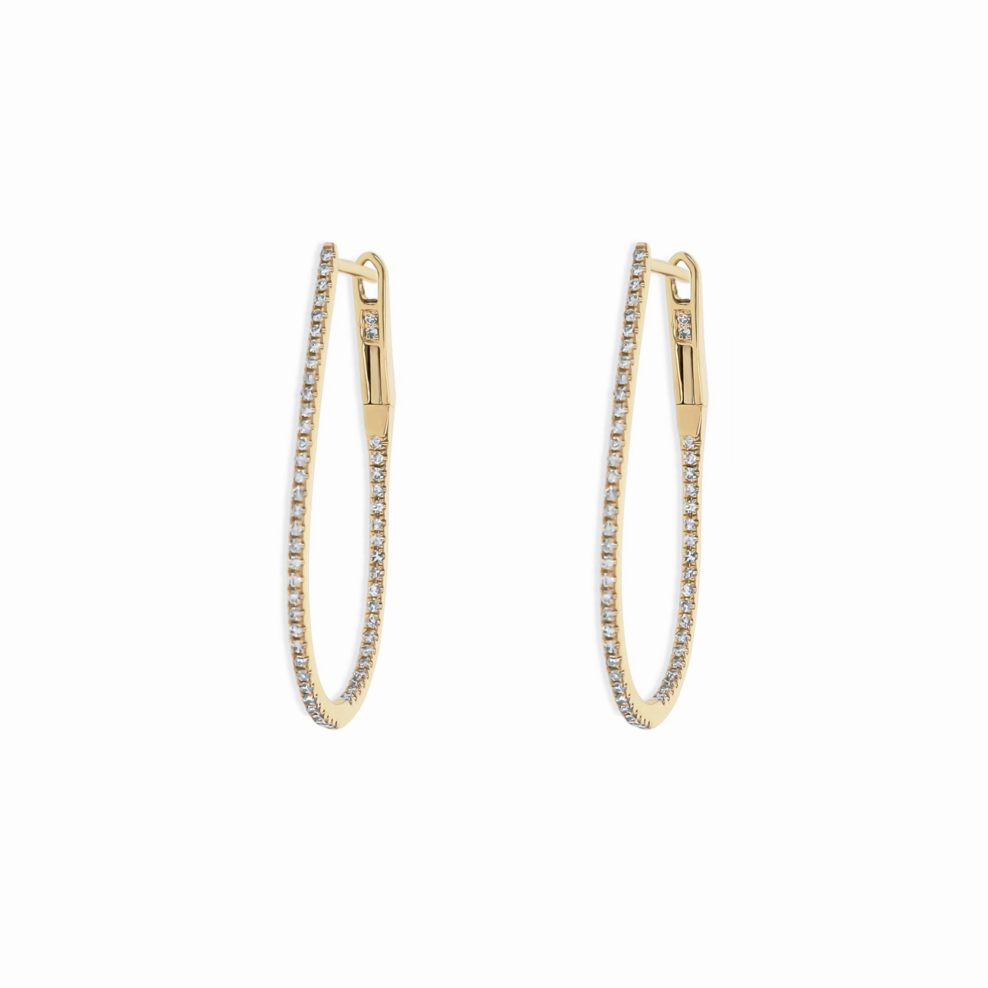 Subtle Spark Stylish Shape Narrow Oval Gold Hoop Earrings