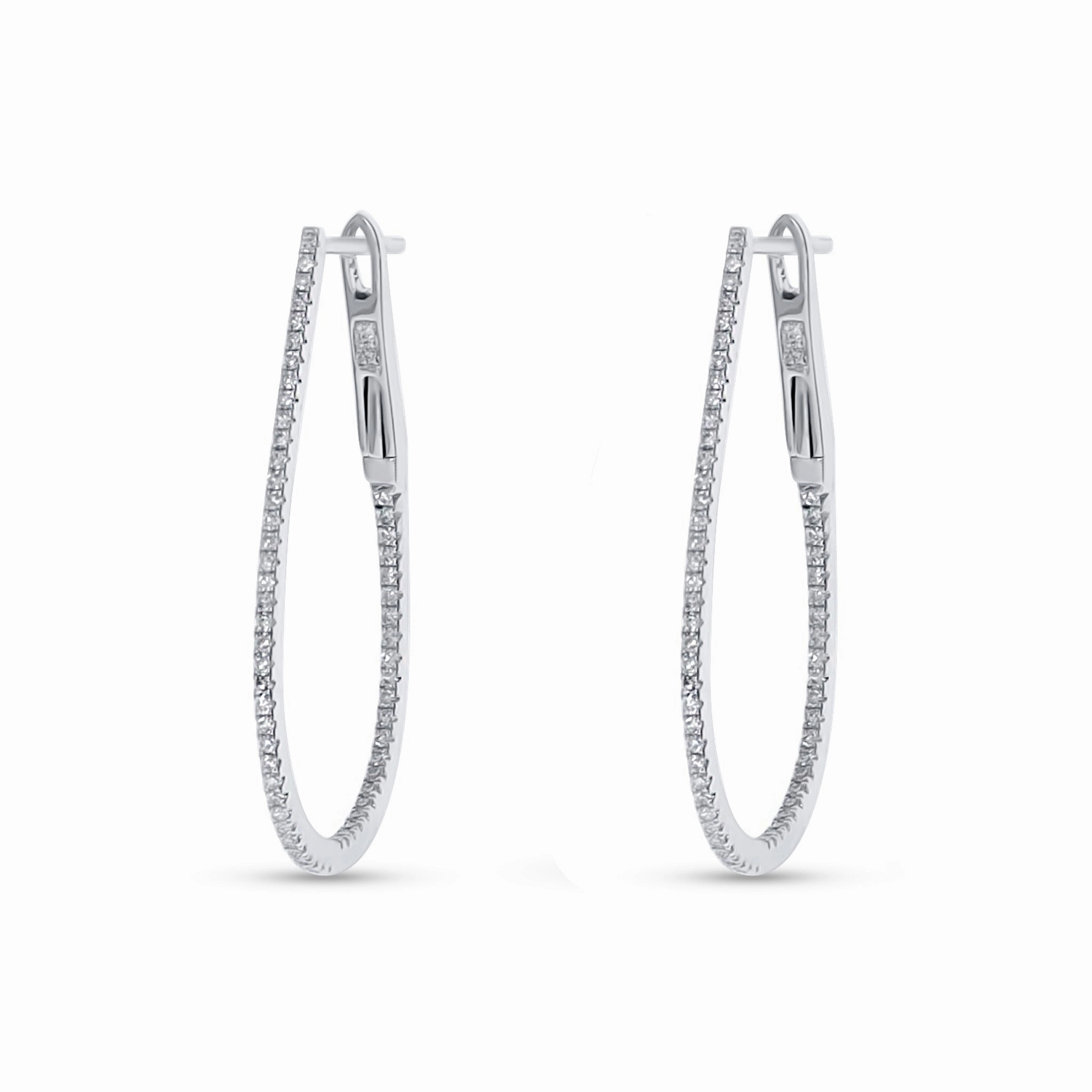 Narrow Oval Hoop Earrings Minimal Form Gloss Shine