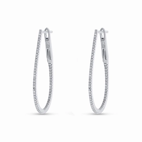 Narrow Oval Hoop Earrings Minimal Form Gloss Shine