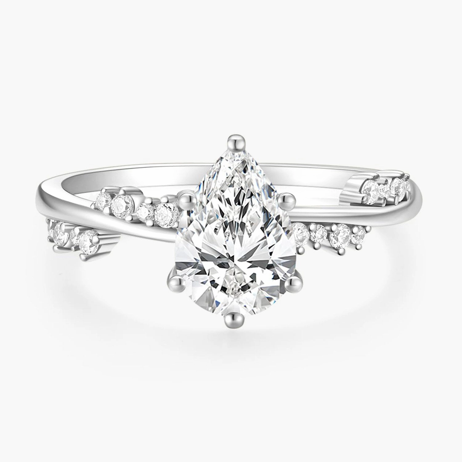 Dress Up Time Nature Inspired Pear Cut 2CT CZ Ring in S925 Silver
