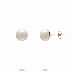 Minimalist Item Winter Embellishment Button Freshwater Pearl Earrings in Gold - 8-9mm