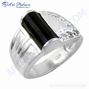 Minimalist Design New Arrival: Black Onyx Cubic Zirconia Gemstone Silver Ring - Shop Now