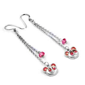Straight Embellishment Pretty Ornament New Arrival: Pink Cubic Zirconia Gemstone Silver Earrings - Shop Now