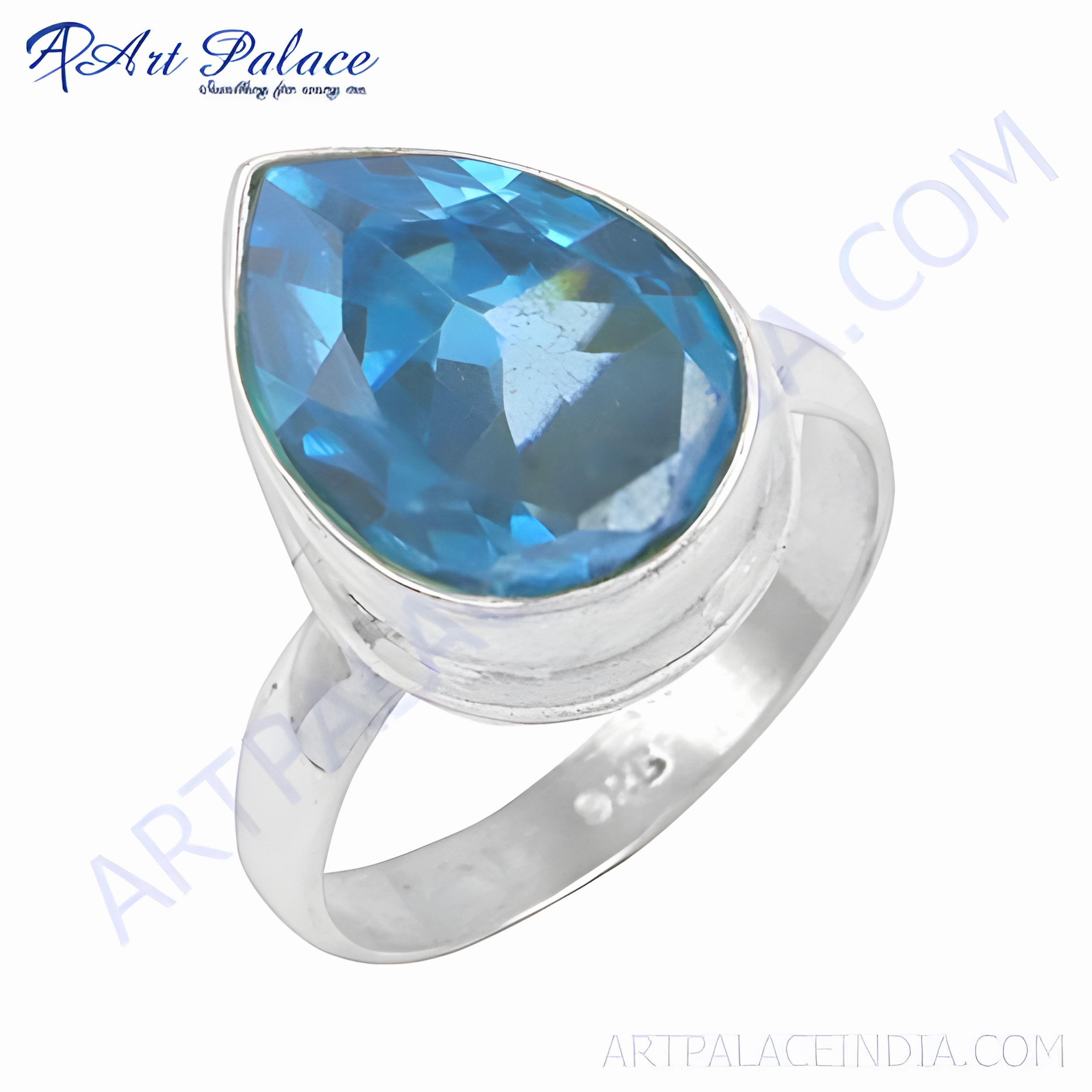Gentle Design Luxury product New Extra Shiny Blue Cubic Zirconia Gemstone Silver Ring - Simple Blue CZ Rings