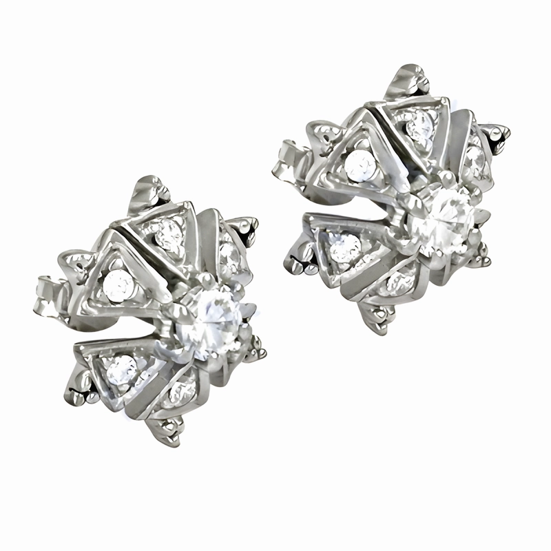 New Flower Style Cubic Zirconia Gemstone Silver Earrings - Superior CZ Earrings Rustic Ornament Vibrant Jewelry