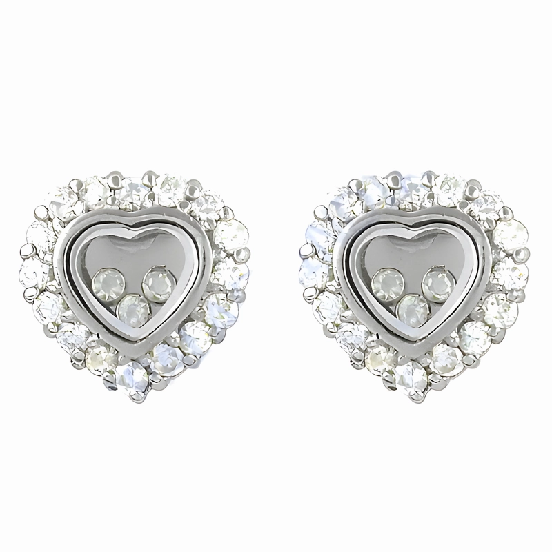 Beautiful Accent Polished Detail Newest Heart Style Cubic Zirconia Gemstone Silver Earrings - Trendy Jewelry