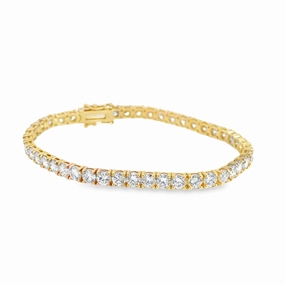 Up-To-The-Minute View Travel Companions 14K Yellow Gold Diamond Tennis Bracelet - 9.74 Carats