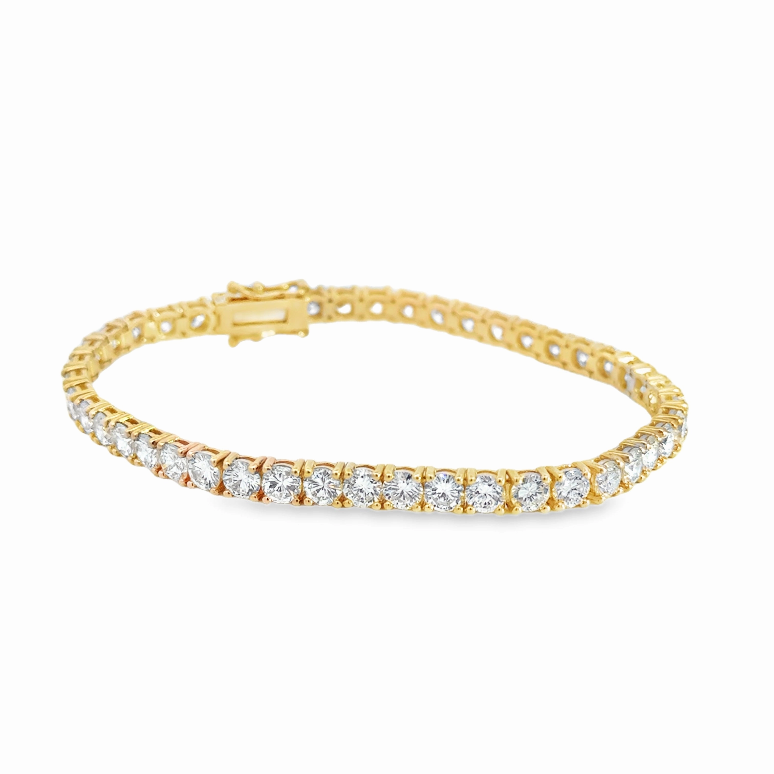 Up-To-The-Minute View Travel Companions 14K Yellow Gold Diamond Tennis Bracelet - 9.74 Carats