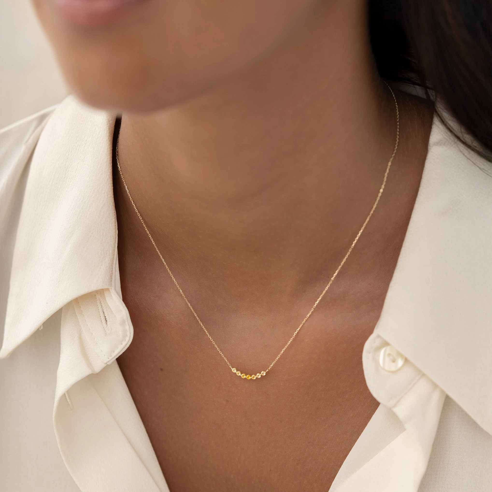 Seasonal Adornment November Birthstone Necklace 14k Gold - Ombre Citrine