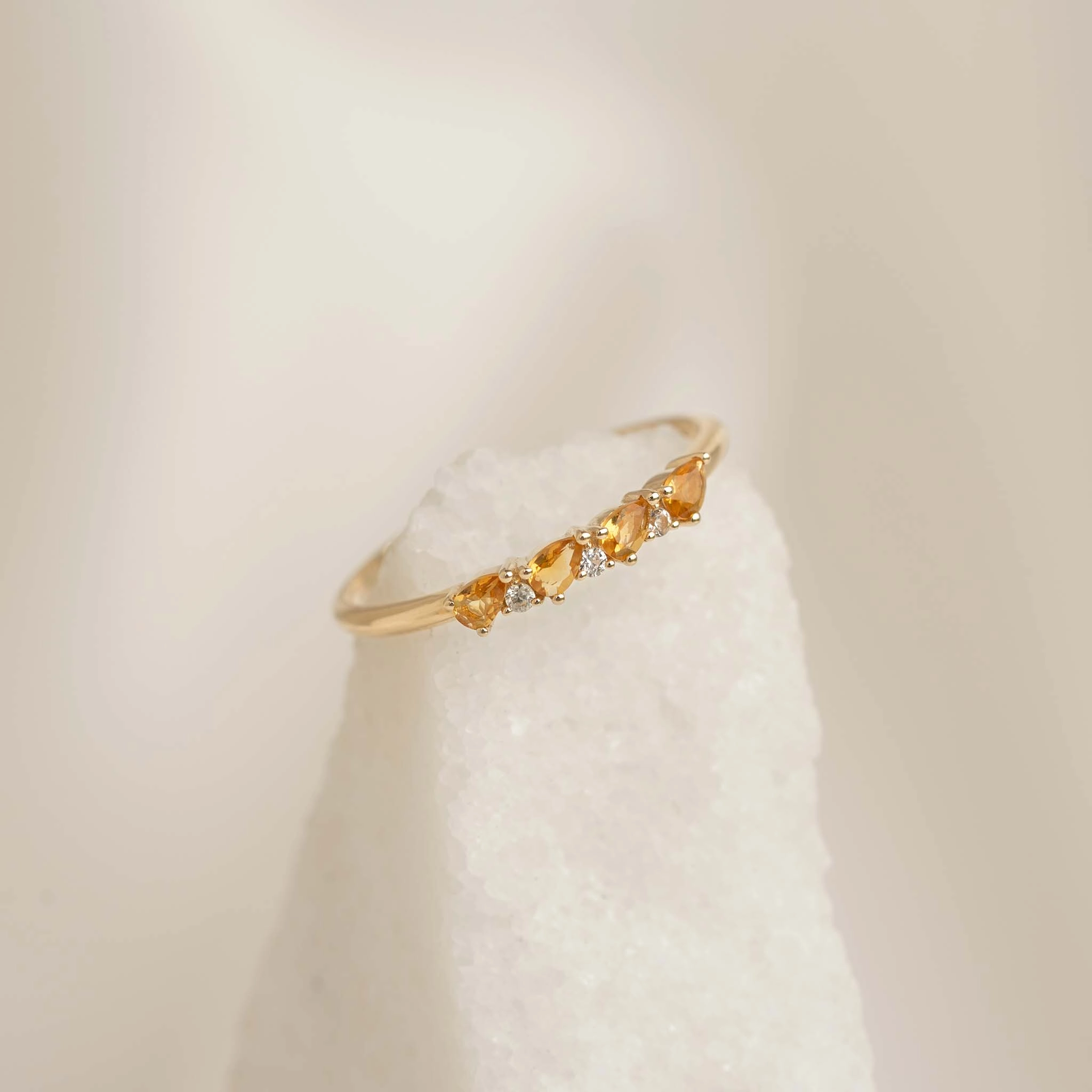 Economical Embellishment November Birthstone Pear Ring 14k Gold - Citrine and Diamond