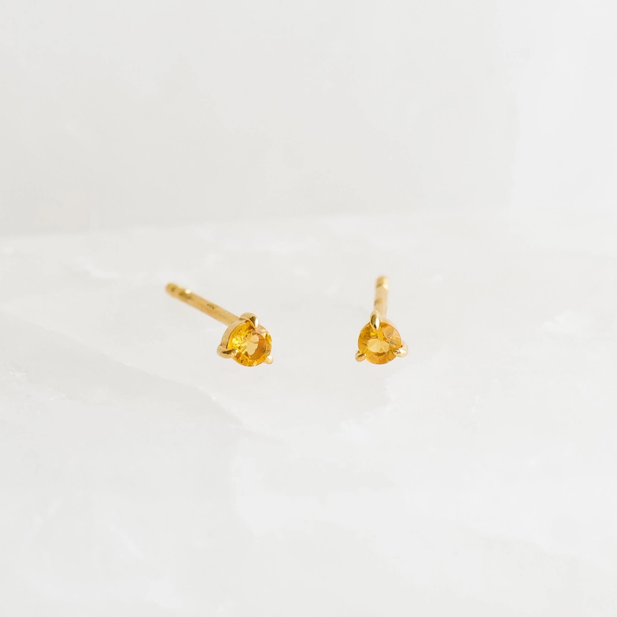 November Birthstone Stud Earrings 14k Gold - Citrine Formal Adornment Grand Jewelry