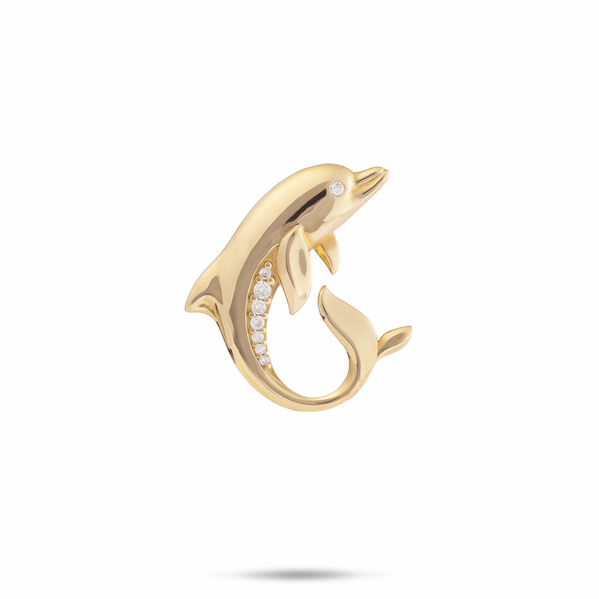 Ocean Dance Dolphin Pendant in Gold with Diamonds - 22mm night look Bold Glance