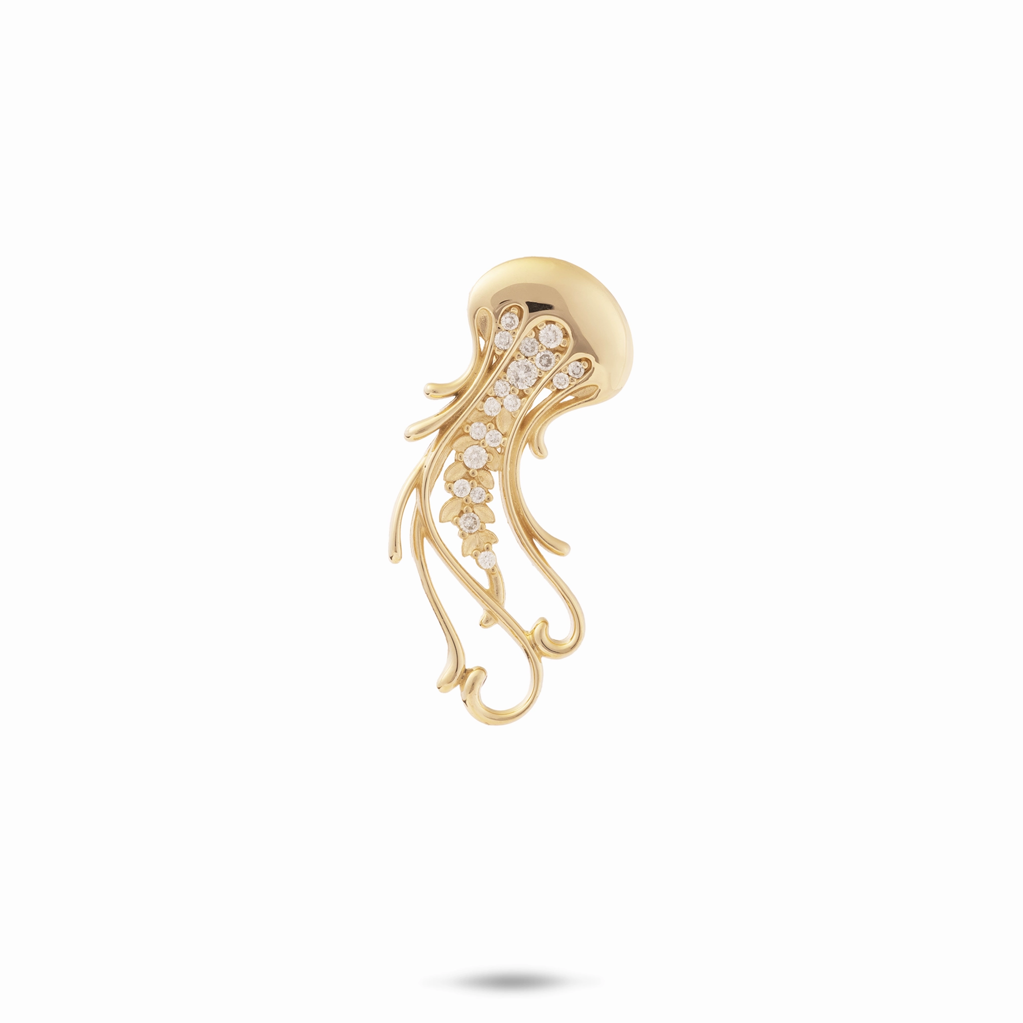 Luxury Vibe Ocean Dance Jellyfish Pendant in Gold with Diamonds - 24mm