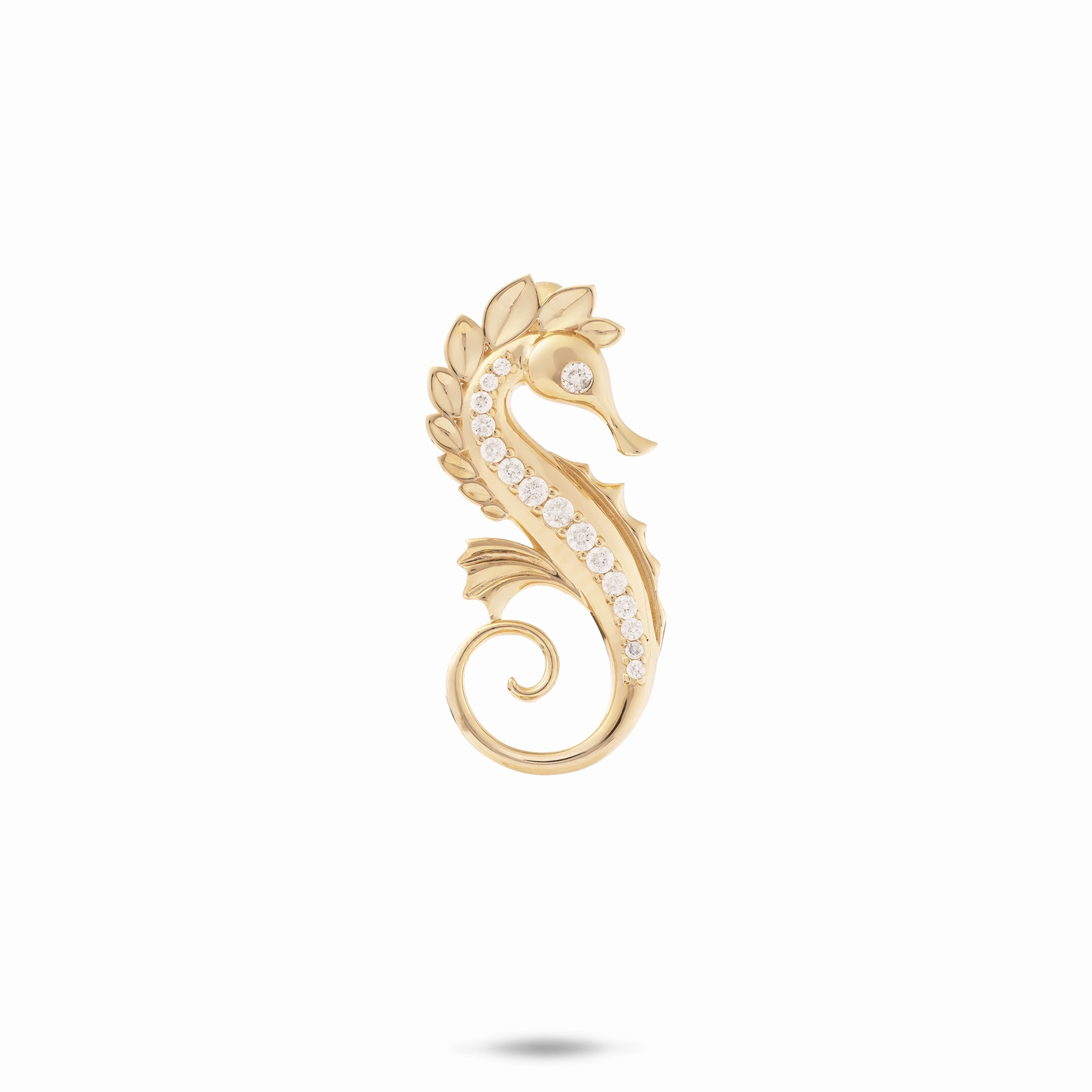 Polished Touch Ocean Dance Seahorse Pendant in Gold with Diamonds - 24mm