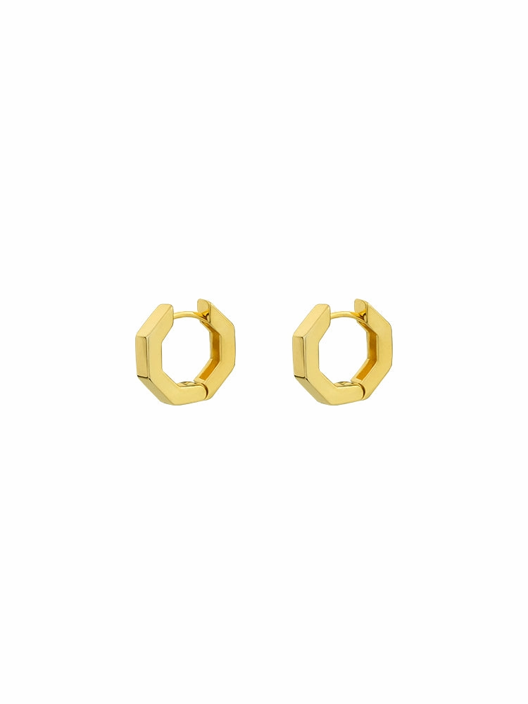 Octagon Dainty Hoop Earrings Dainty Gold Geometric Earrings Lightweight Look Embellished Embellishment