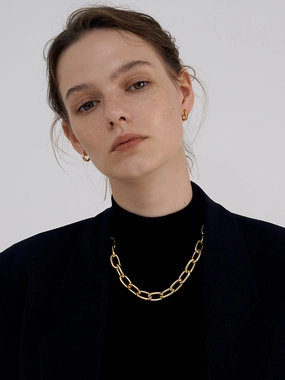 Meaningful Jewelry Budget-Friendly Accessory Octavie Chunky Gold Panther Chain Necklace and Bracelet Set, Long Linked Chain Necklace Paper Link Chain Bracelet