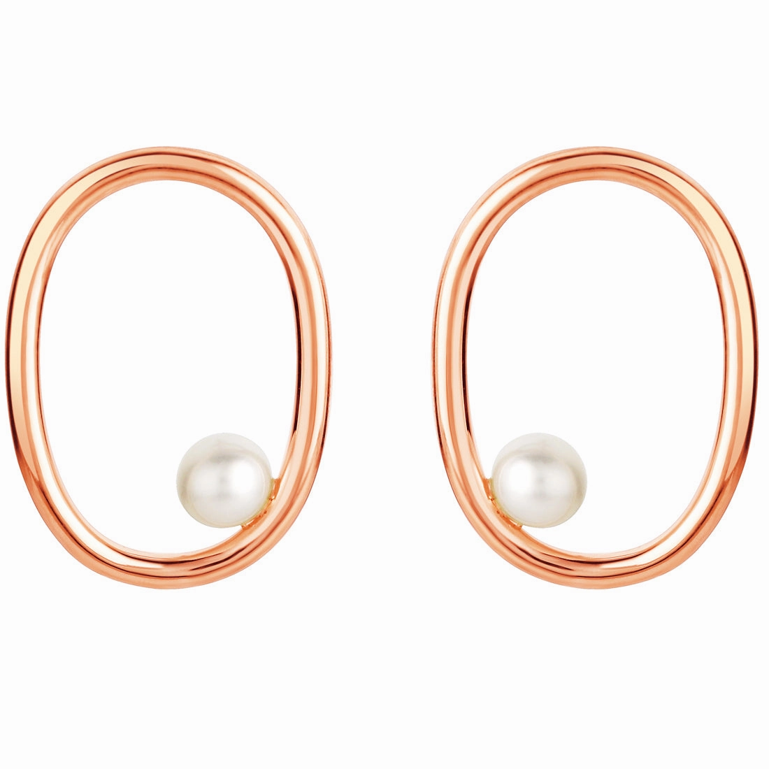 Freshwater Cultured Pearl Gravity Circle Earrings in Sterling Silver Graceful Item