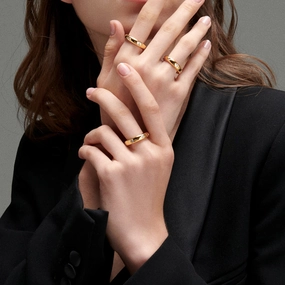 Jacinta 18K Gold Round Band Ring with Cubic Zirconia Bold Touch Opulent Design