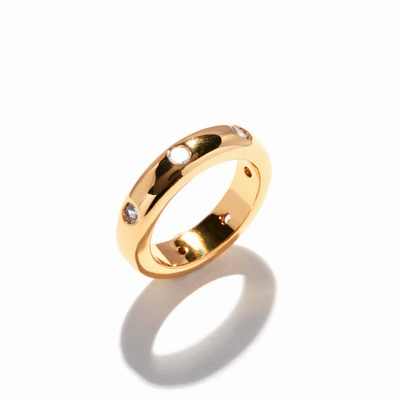 Modern Object Jacinta 18K Gold Round Band Ring with Cubic Zirconia