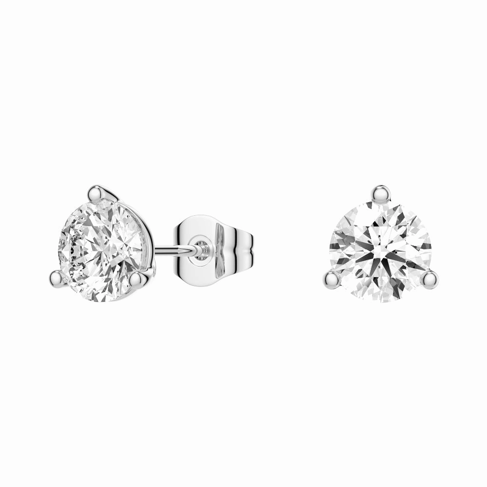 Graceful Vibe 2 ctw Round Moissanite 3 Prong Solitaire Stud Earrings