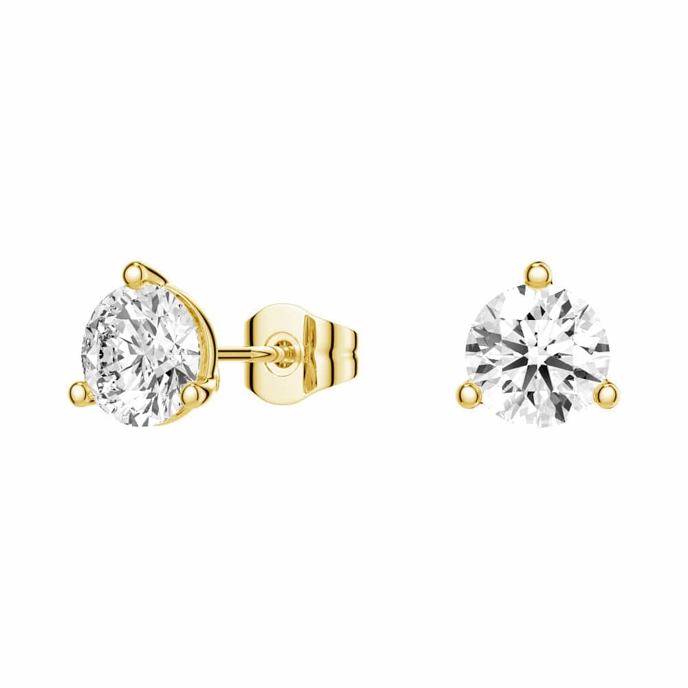 2 ctw Round Moissanite 3 Prong Solitaire Stud Earrings Texture Highlight Timeless Touch