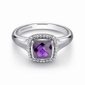 Affordable Look 925 Sterling Silver Bujukan Amethyst Signet Ring