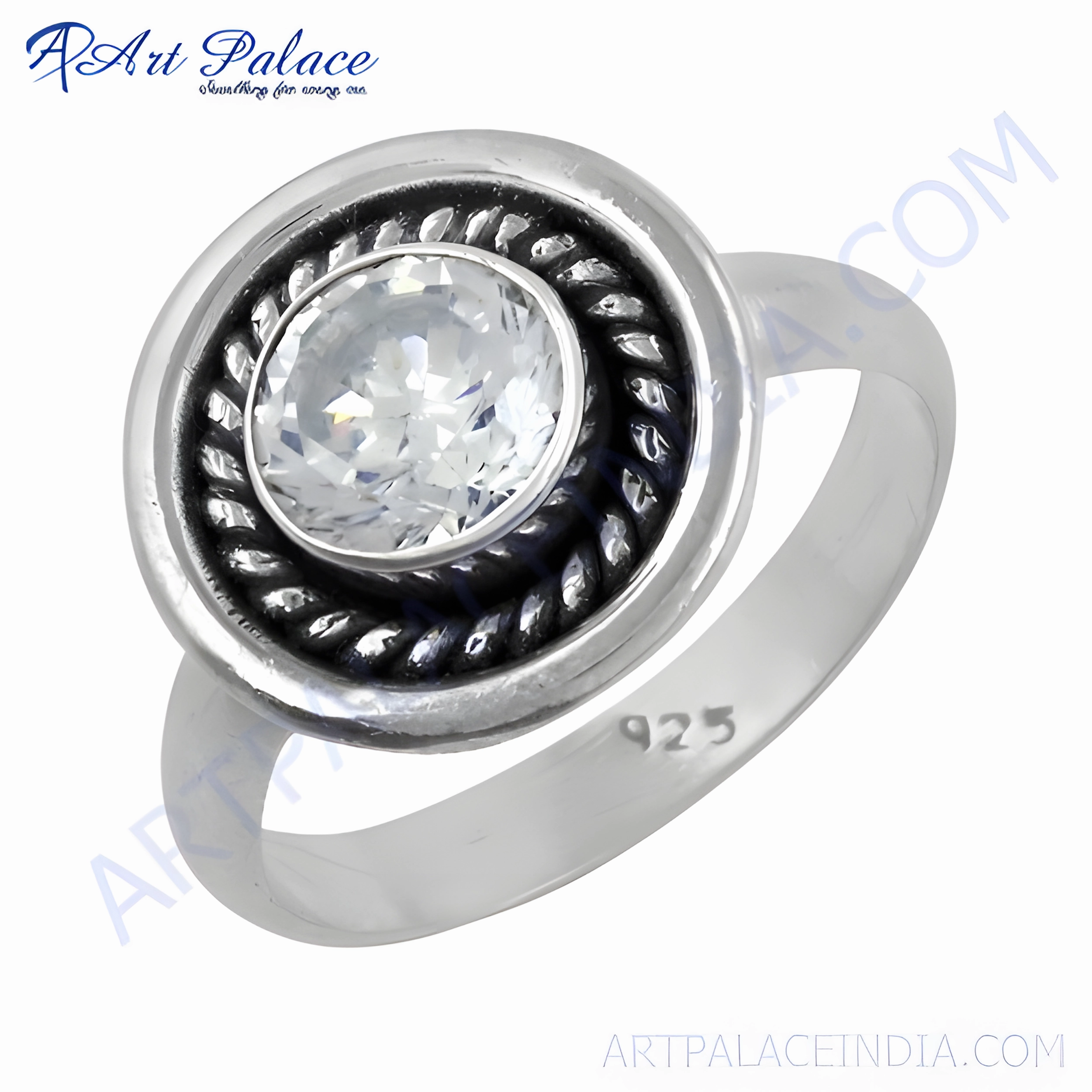 Sparkling Piece Commemorative Gift Ethnic Designer Cubic Zirconia Gemstone Silver Ring - Unique & Stylish Jewelry