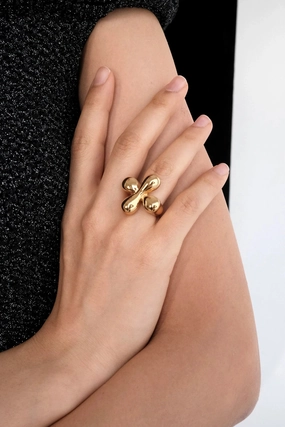 Puffed Clover Ring Gold Delicate Vibe