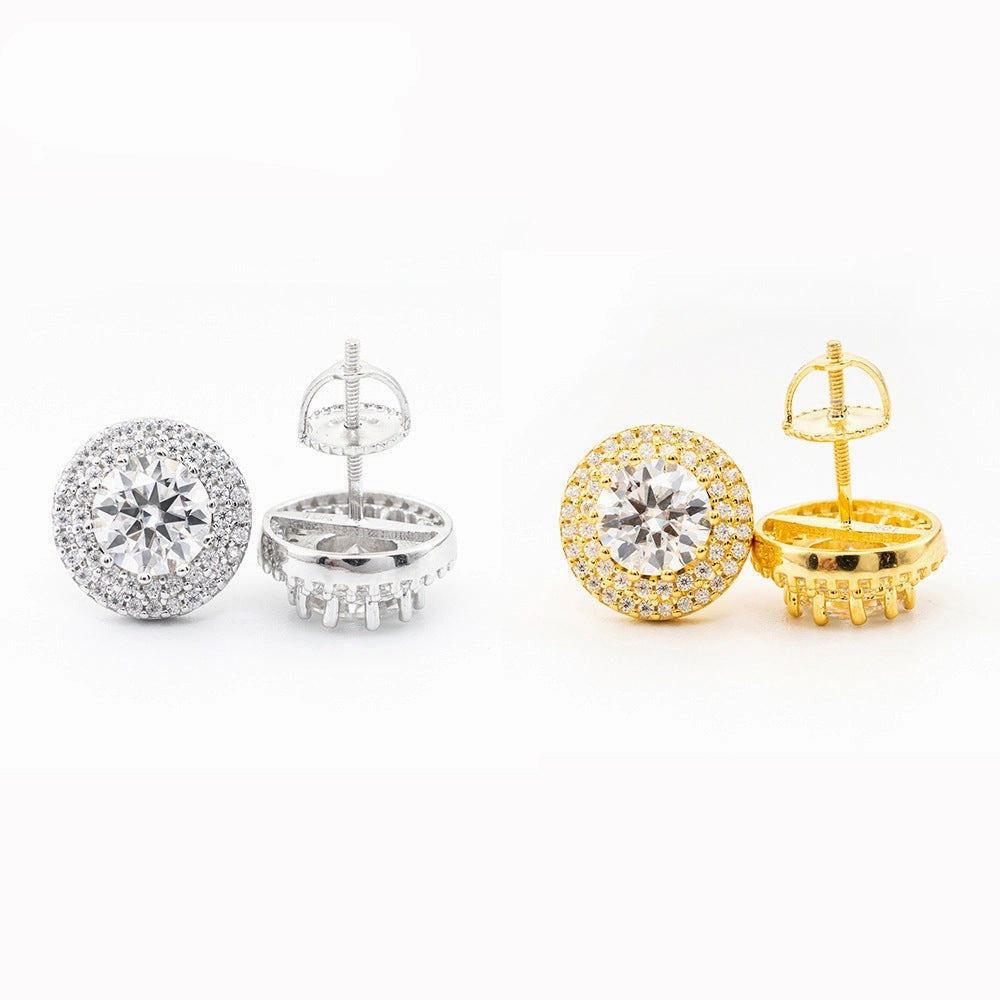 Double Diamond Halo Layered Round Earrings | S925 | Moissanite Affordable Item