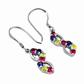 Straight Jewelry Beautiful Ornament Stunning Multi-Color CZ Gemstone Silver Hook Earrings - Perfect for Any Occasion